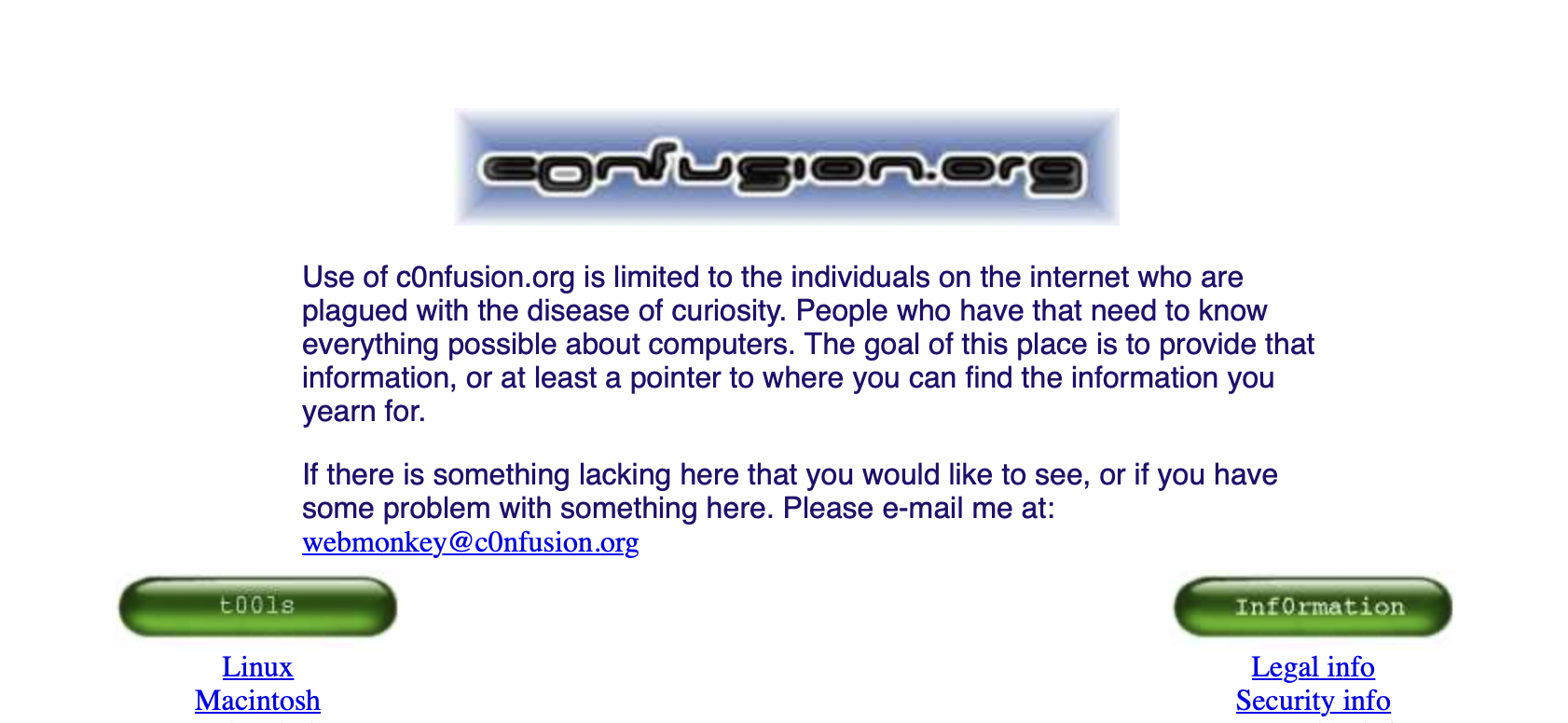 original c0nfusion.org homepage